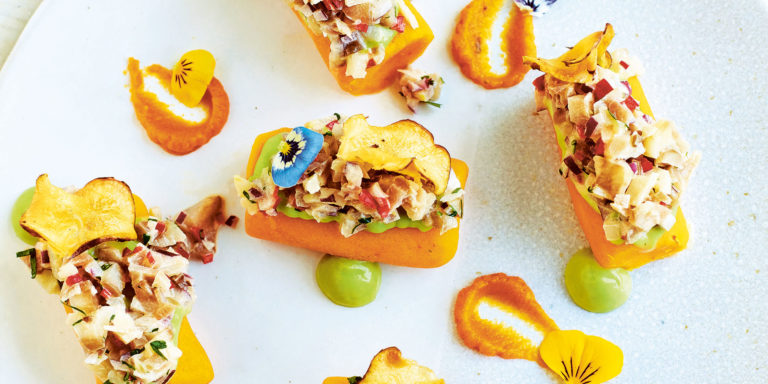 Causa met zoete aardappel en aardpeer