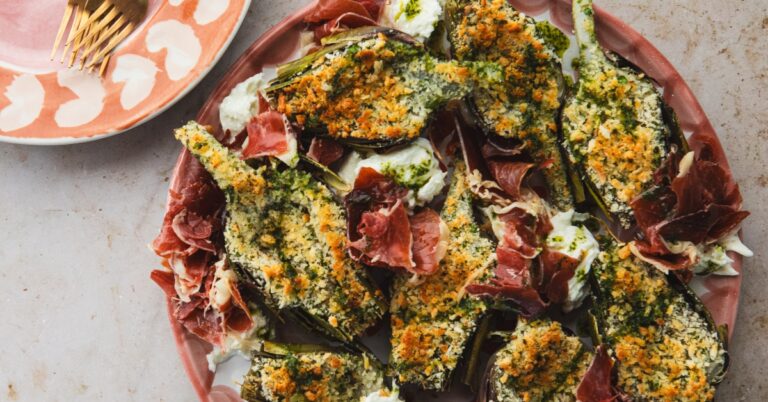 Recept: Artisjokken uit de oven met pata negra en buffelmozzarella