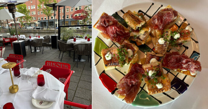 Bisous terras en bord met aperitief