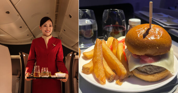 Cathay Pacific Business Class burger