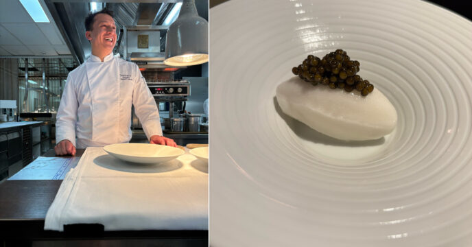 Chef Sebastian Vermeer met sorbet-ijs