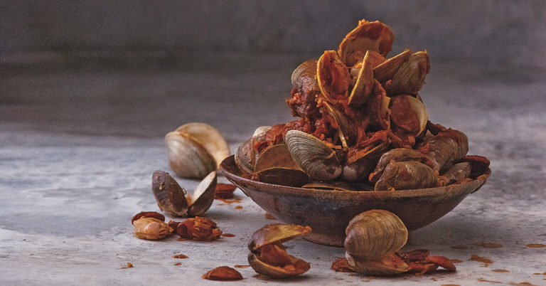 Anthony Bourdain’s schelpjes met chorizo