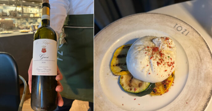 Gavi en burrata bij TOZI Amsterdam