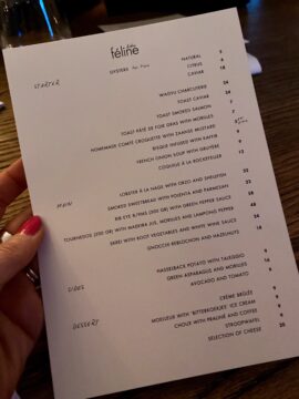 Menukaart Bistro Féline in Amsterdam