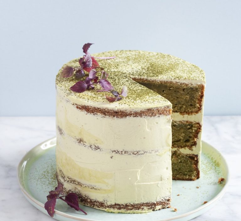 Matcha nude cake met courgette