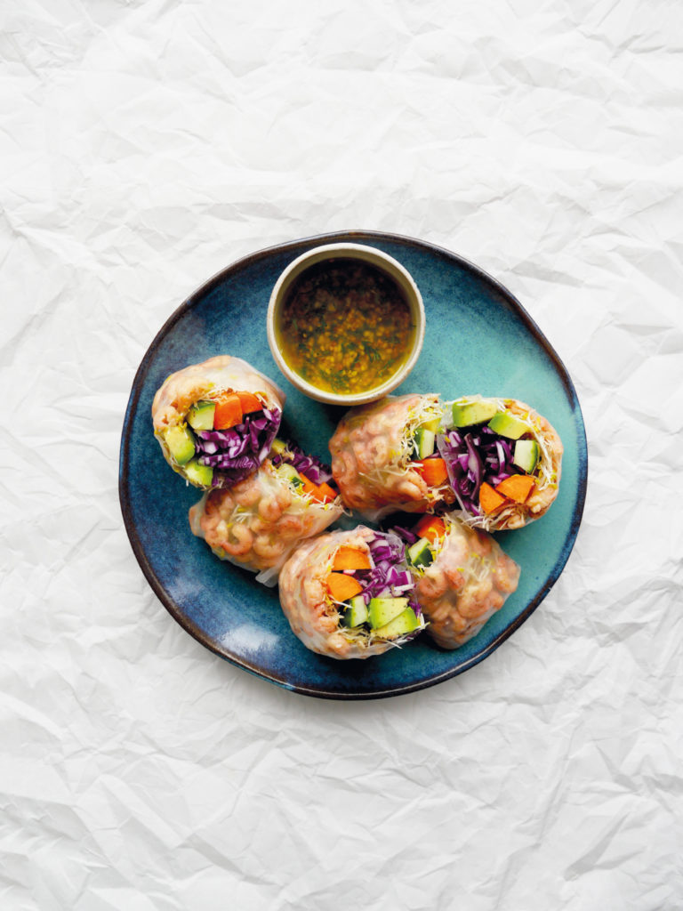 Vietnamese springrolls met Hollandse garnalen