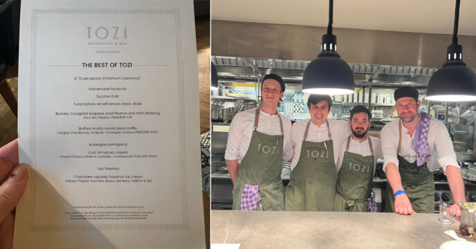 Menu en chefs van TOZI Amsterdam