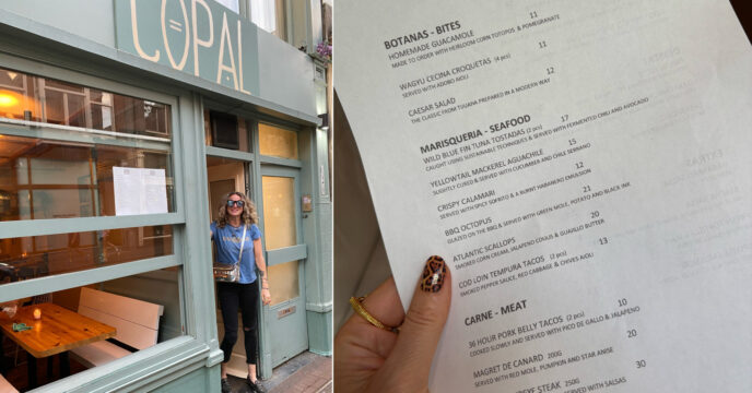 Menukaart restaurant Copal Amsterdam