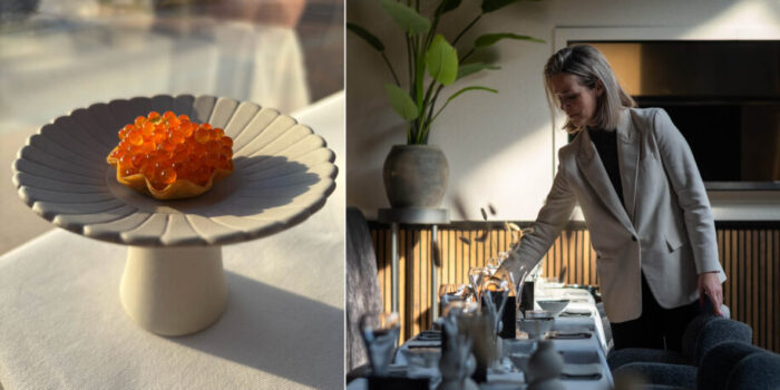 Tartelette met foreleitjes en gastrvrouw Lieke van Restaurant NORRA in Bilthoven