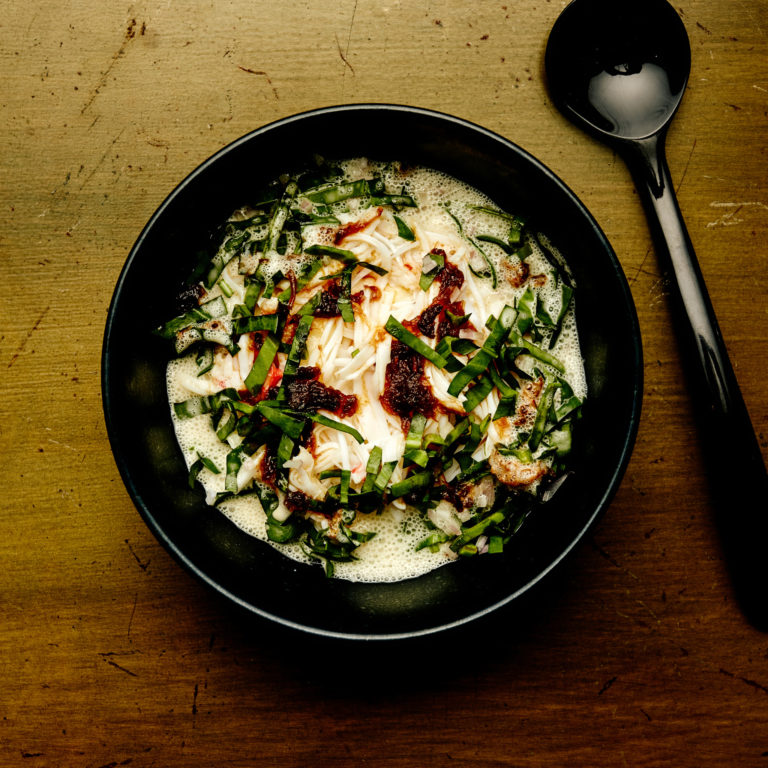 Aardappelpuree met krab en XO-saus