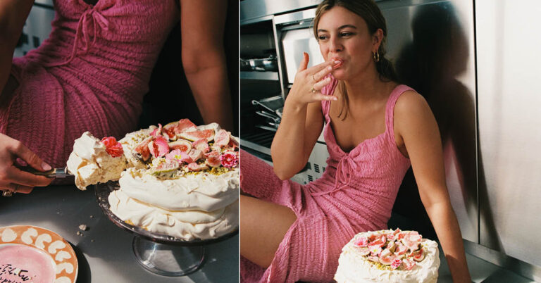 Recept: Pavlova met rozenwater, vijgen, munt en witte chocolade