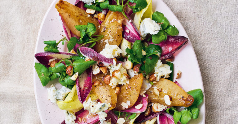 Maaltijdsalade met peer en gorgonzola