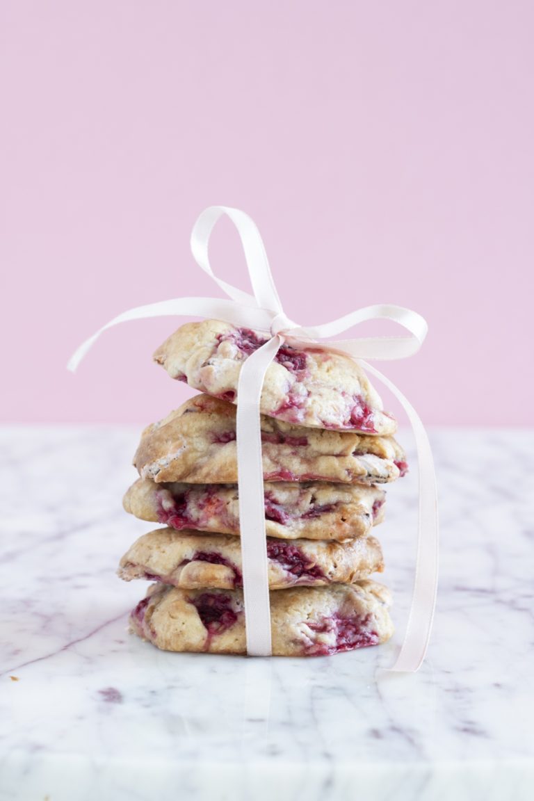 Pink Cookies met frambozen
