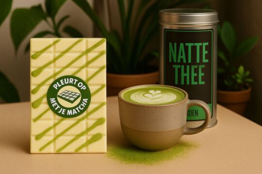 Pleurt op met je matcha chocoladereep en kopje matcha