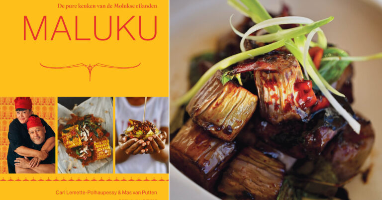Terong blado: sticky aubergine met Thaise basilicum uit kookboek Maluku