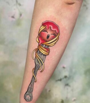 Tattoo vork spaghetti