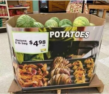 Uien aardappelen watermeloenen supermarkt