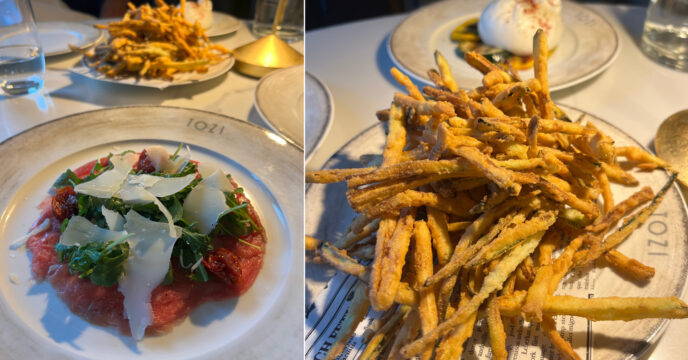 carpaccio en Zucchini Fritti bij TOZI Amsterdam
