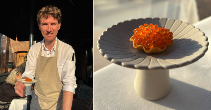 Chef Roy van NORRA serveert zijn tartelette met foreleitjes