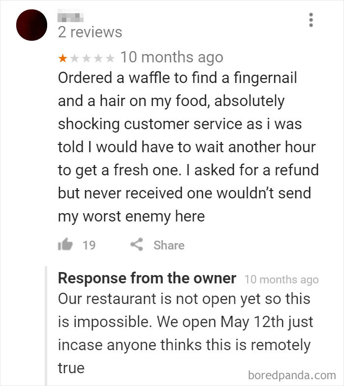 google reviews restaurant