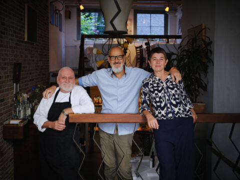 Fabio Antonini, Raul Mini en Laura Martini van restaurant Pianeta Terra in Amsterdam
