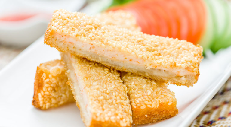 Knapperig gefrituurde garnalentoast