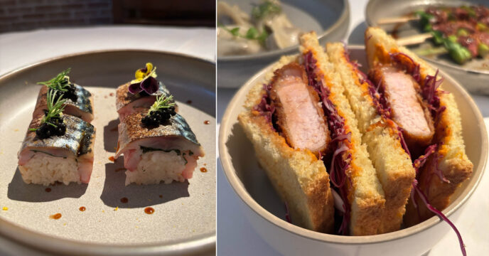 sushi met makreel en katsu-sando bij Pianeta Terra