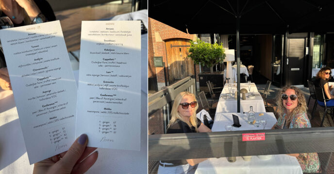 Menukaart en terras NORRA Bilthoven