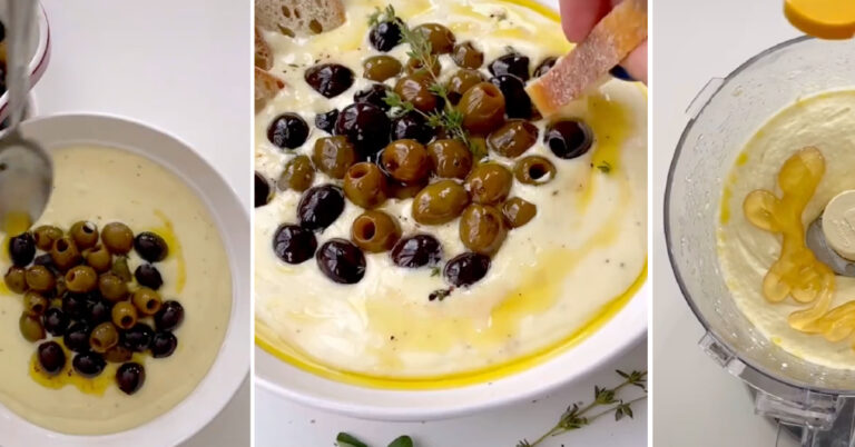Deze dipsaus van geklopte feta met olijven wil je maken