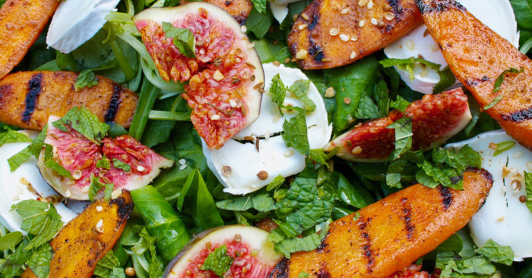 Recept: vijgen/geitenkaas salade met munt en dukkah