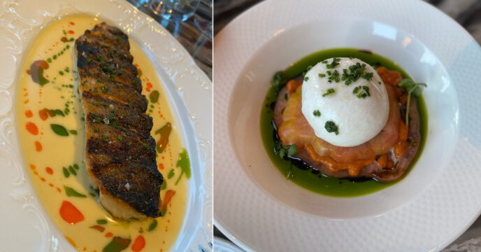 zeebaars en burrata bij Ventuno